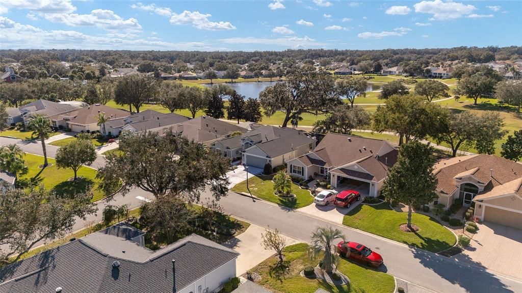 A view from above.  17077 is to the left of the home with the 2 cars in the driveway.