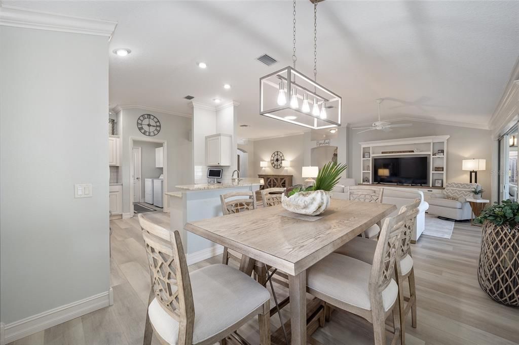 Overlooking the breakfast nook and the living room