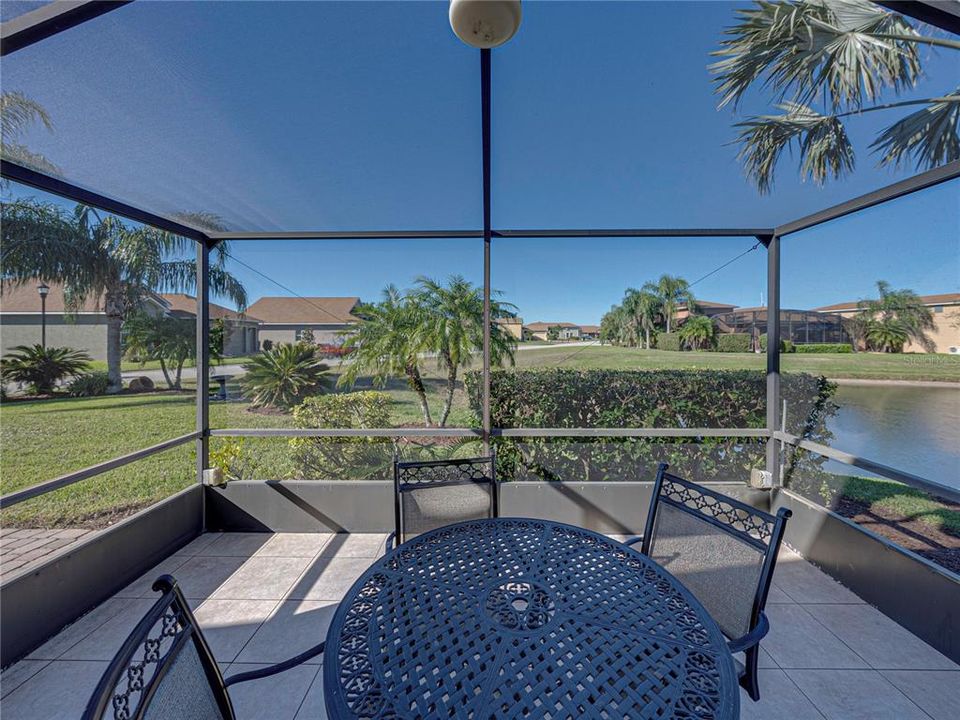 Lanai at rear of home overlooking pond