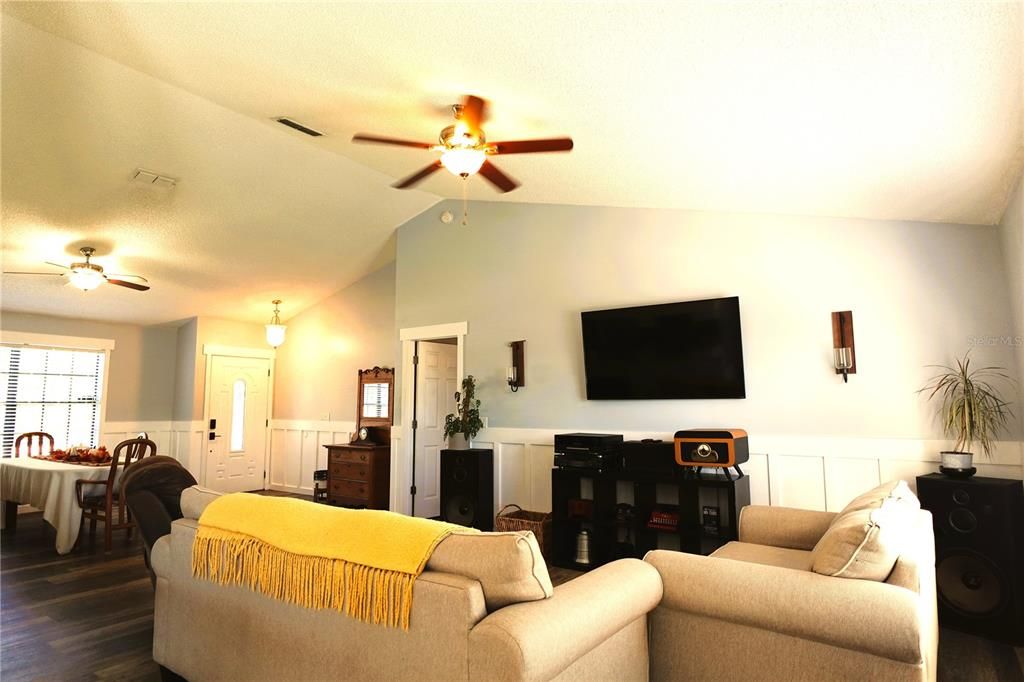 Living Room with vaulted ceiling