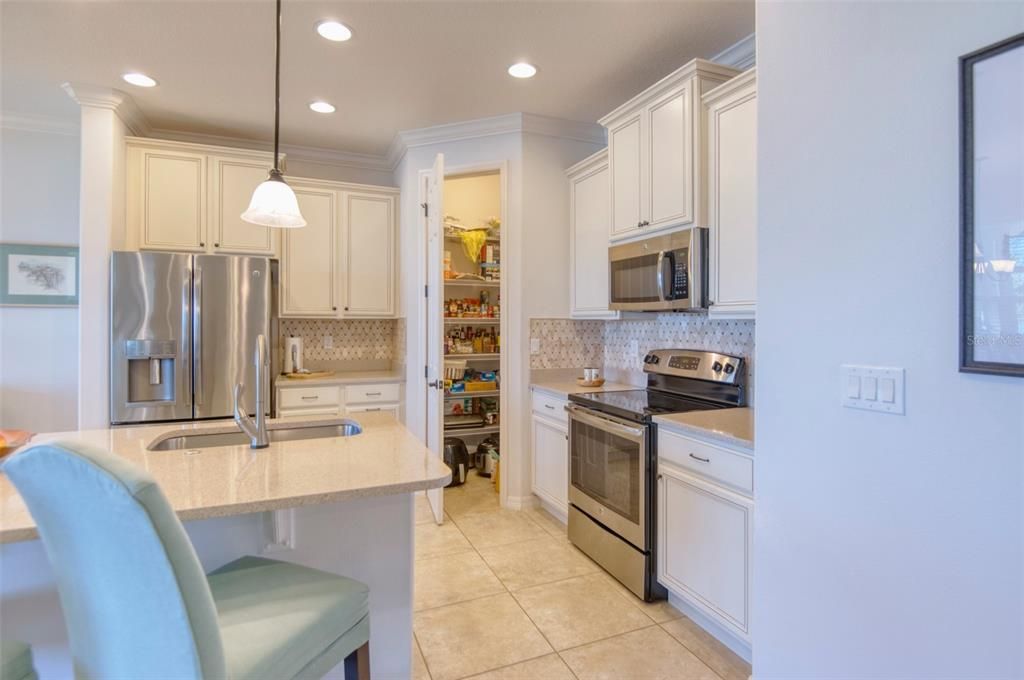 The pantry has storage galore!