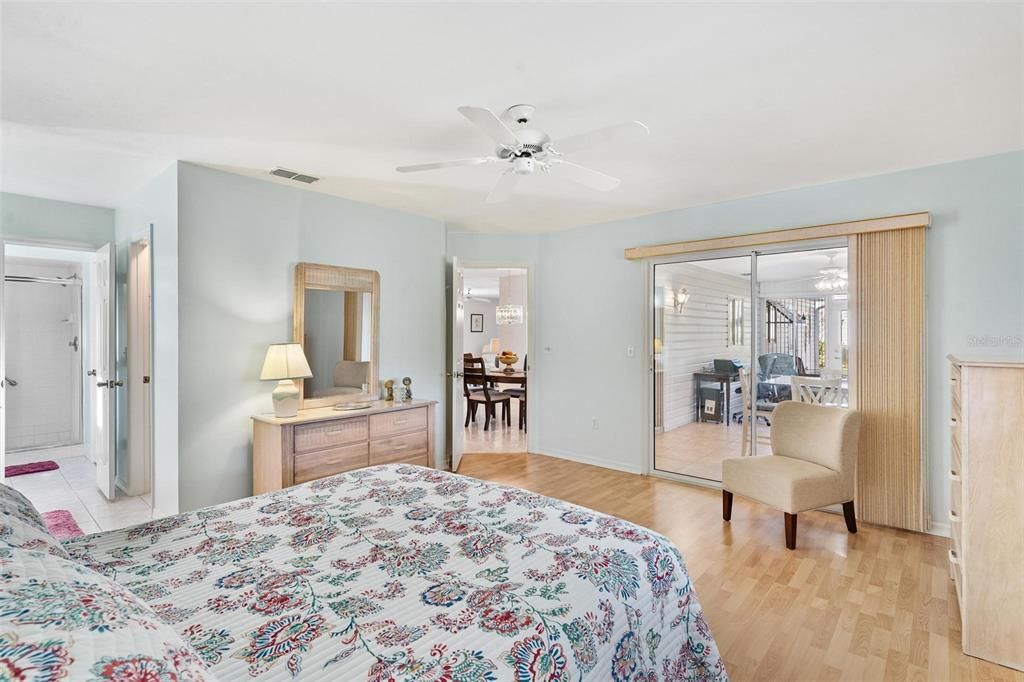 Primary Bedroom with Sliding Doors leading to Lanai Area