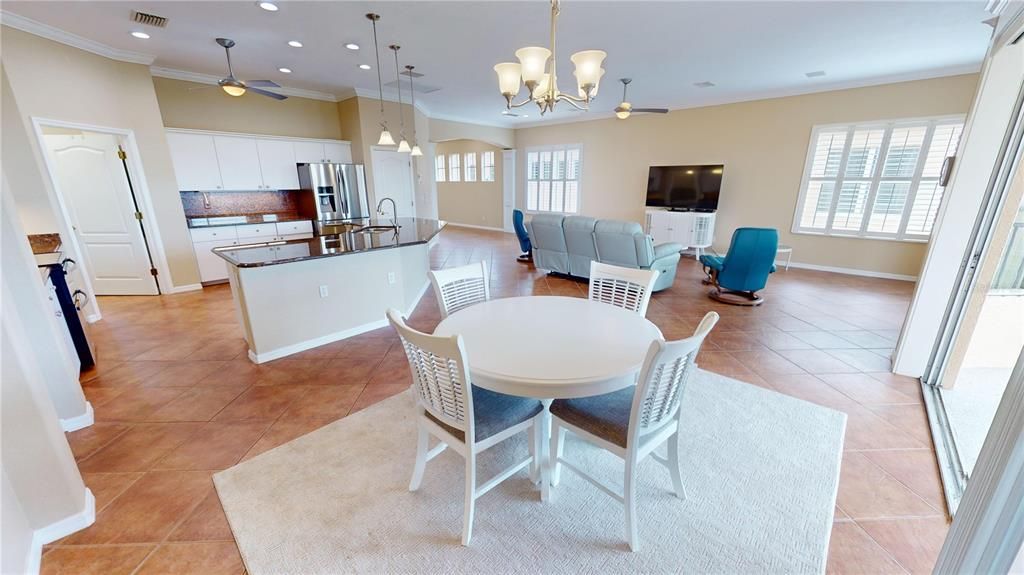 Dining area, kitchen and great room