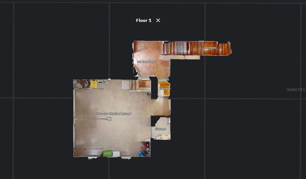 Layout of first floor foyer and garage