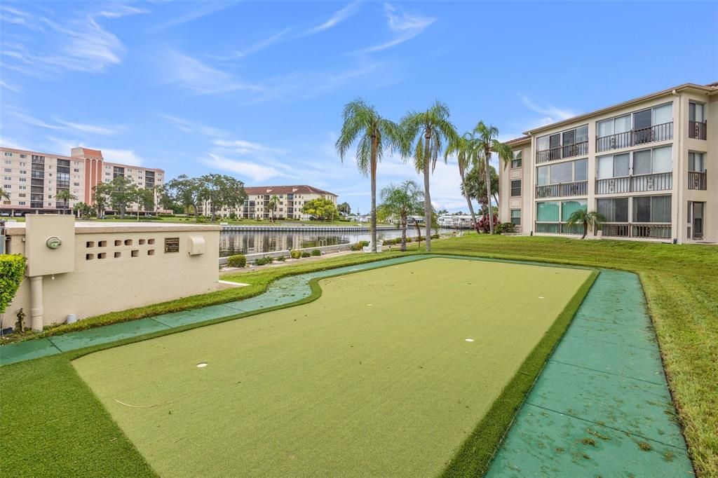 Practice putting greens for residents.