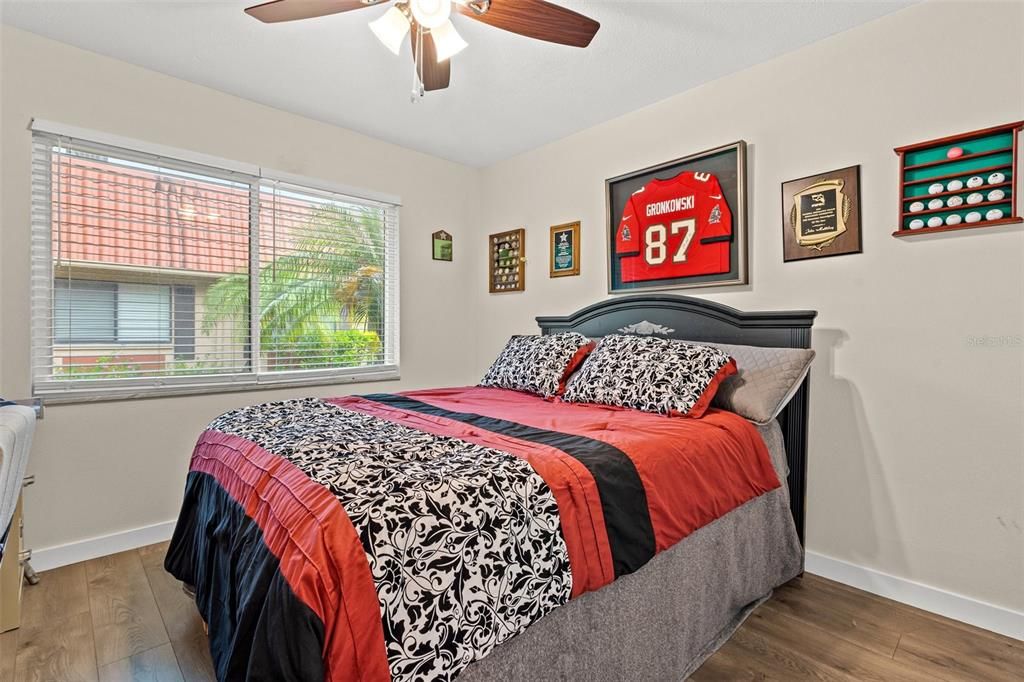 2nd bedroom features a ceiling fan/light and bulit-in closet