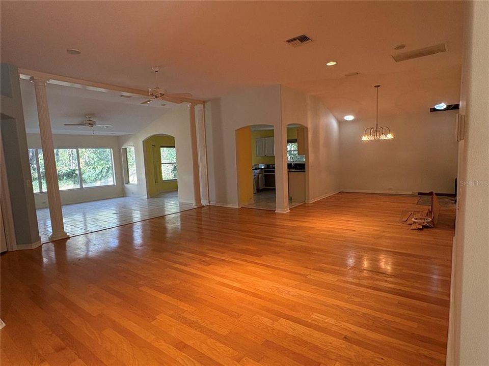 From entry area looking towards back.  Large family room overlooks amazing yard