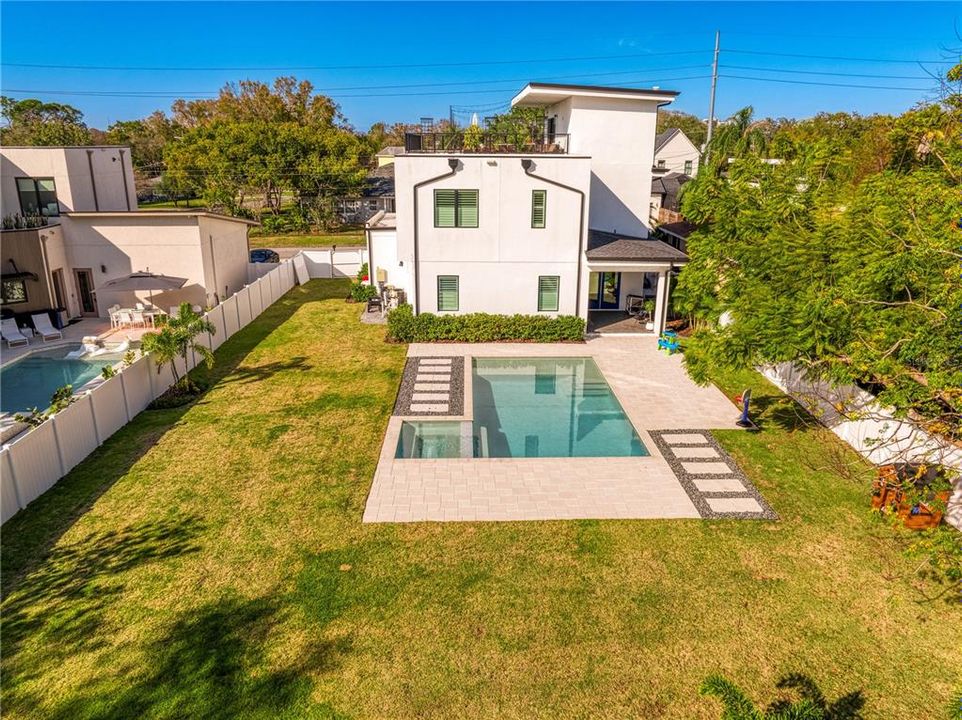 Pool area and rear yard