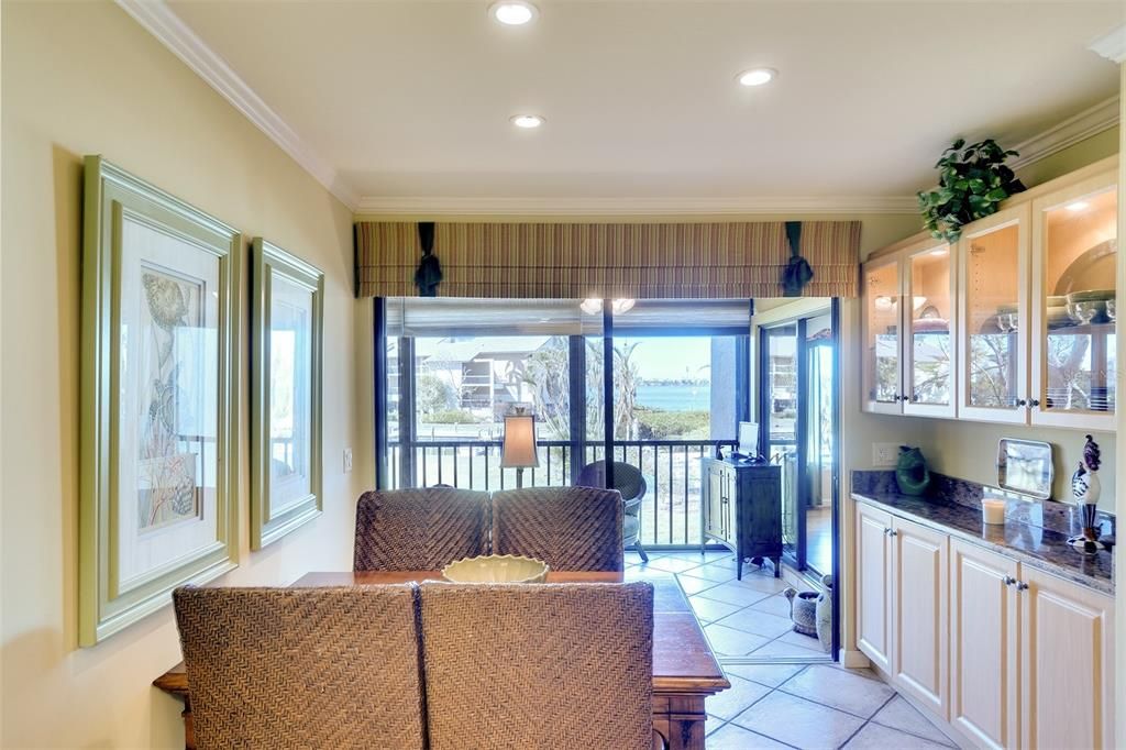 Eat-in kitchen area with built-ins.