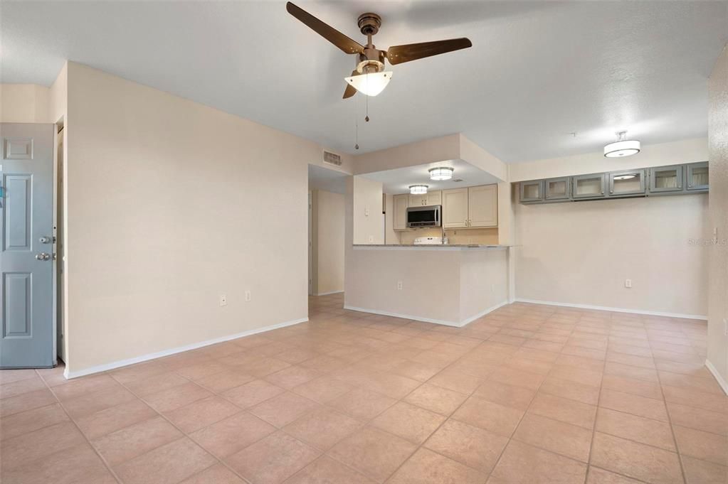 Living room with open kitchen