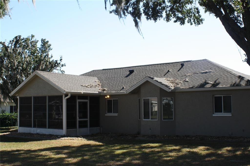 Back Yard, fenced with vinyl windowed porch