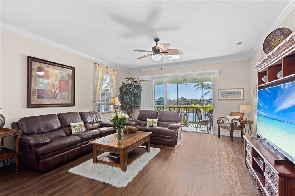 Living Room with sliding glass door access to the Lanai.