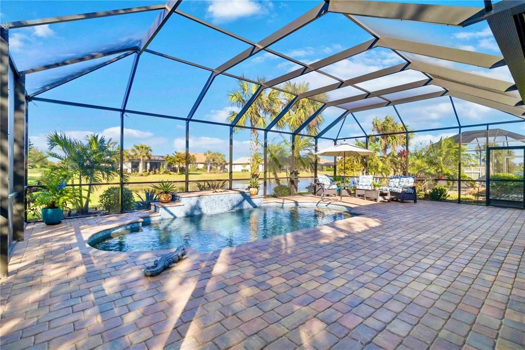 Custom pool with waterfall feature