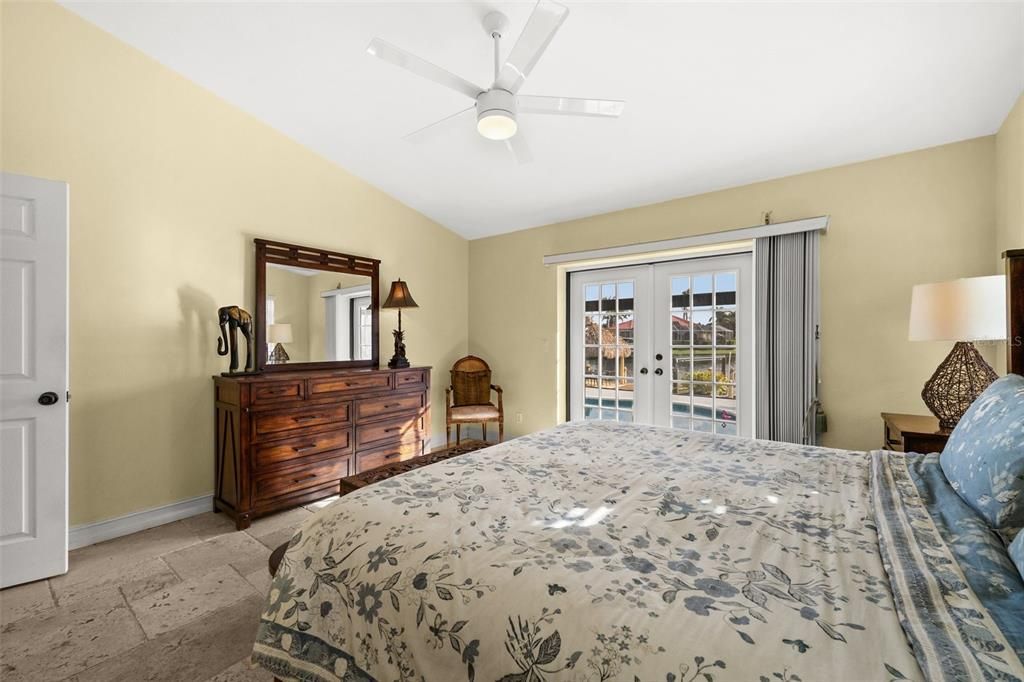 Master Bedroom with French Doors to the Pool