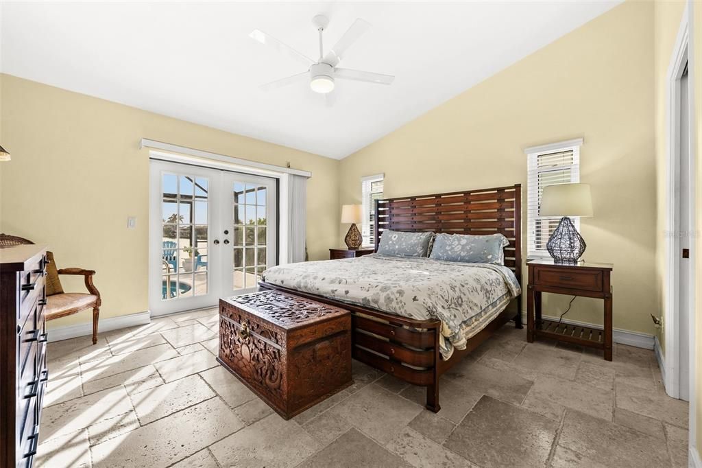 Master Bedroom with French Doors to the Pool