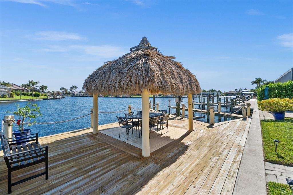 Tiki Hut with recently Rethatched Roof