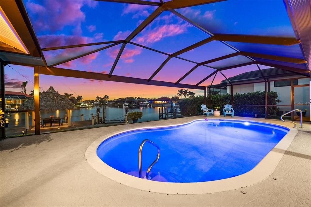 Evening view of the pool and Gulf Access Canals