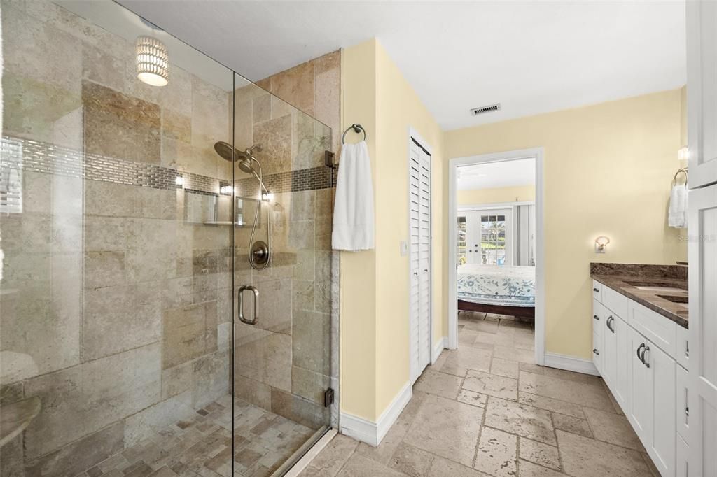 Master Bathroom with Glass Wall Shower