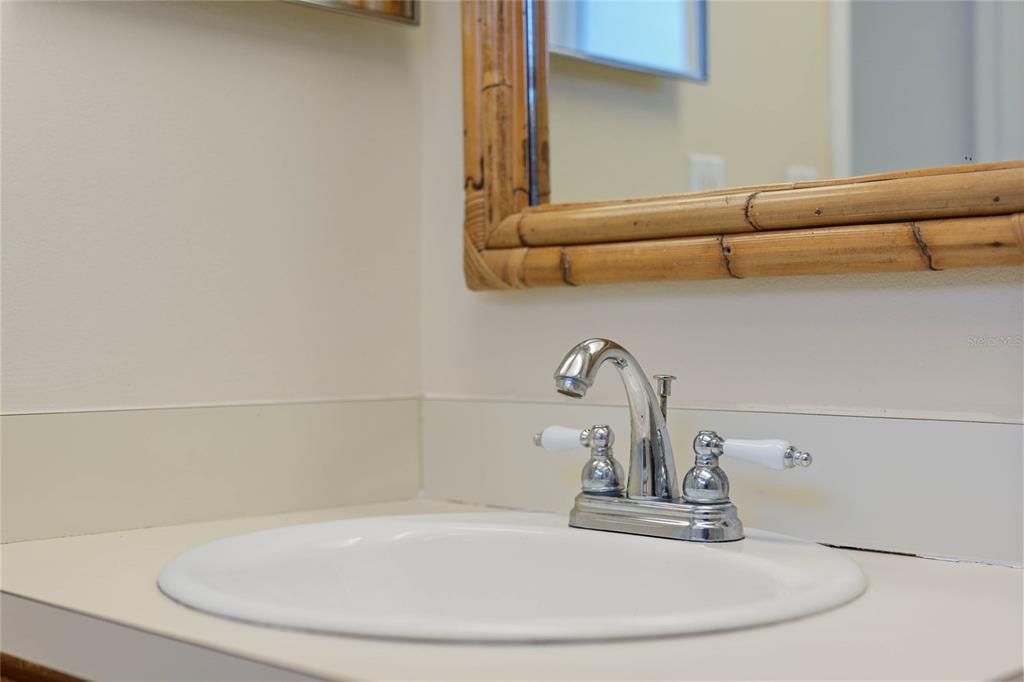 single sink vanity area