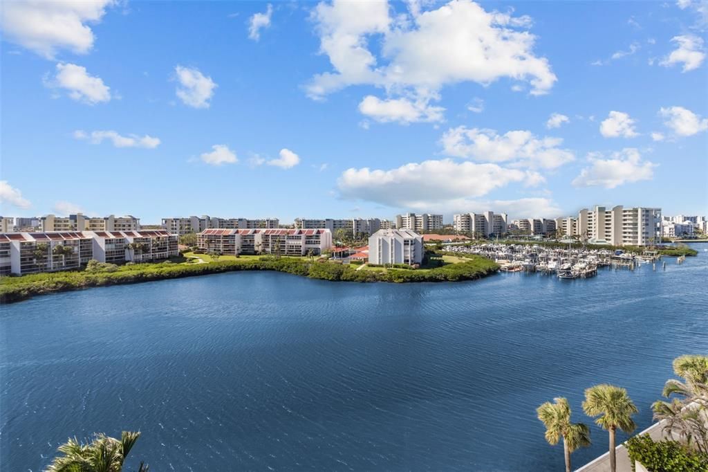 Captured from the living room, the expansive water views are simply breathtaking.