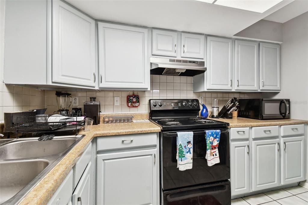 Ample cabinetry in this open Kitchen.