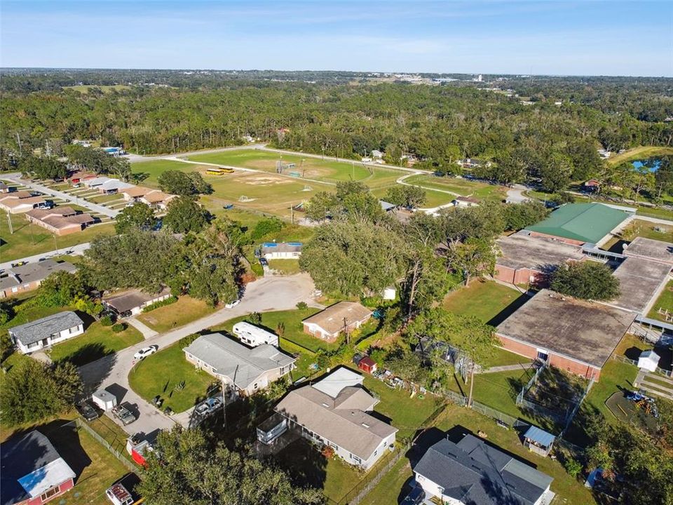 Aerial view of the surrounding area.