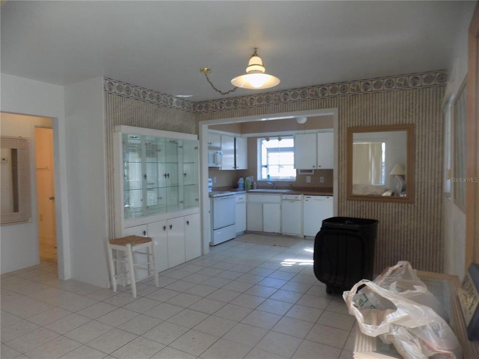 View of the dining and kitchen area.