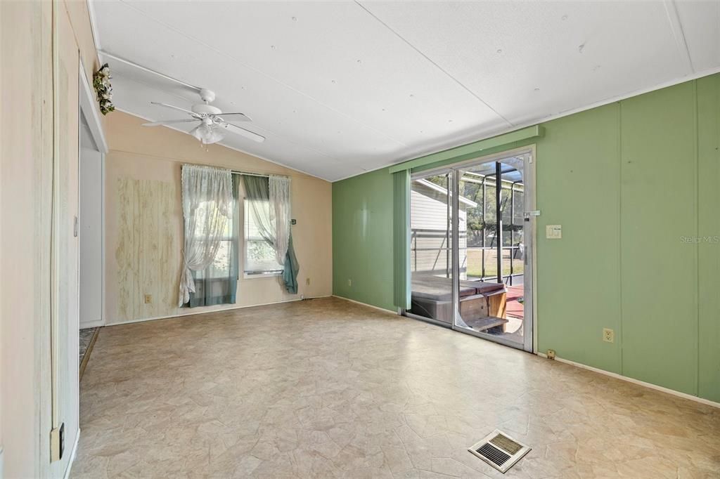 Large living room with vaulted ceiling