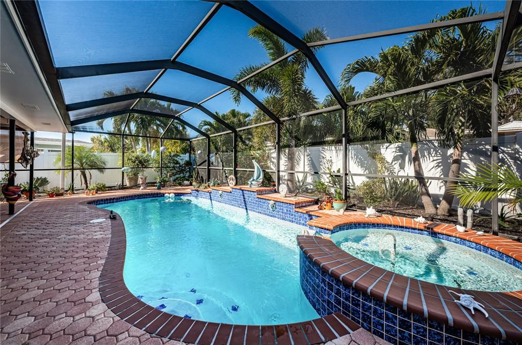 Beautiful Saltwater Pool and Spa With Lights