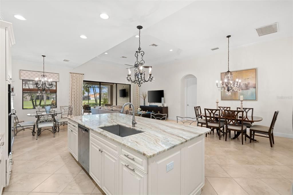 Kitchen with new Granite Countertops & Backsplash