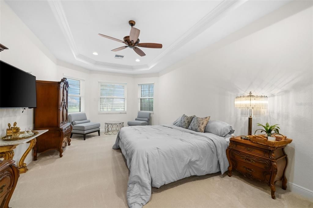 Primary Bedroom with Coffered Ceiling