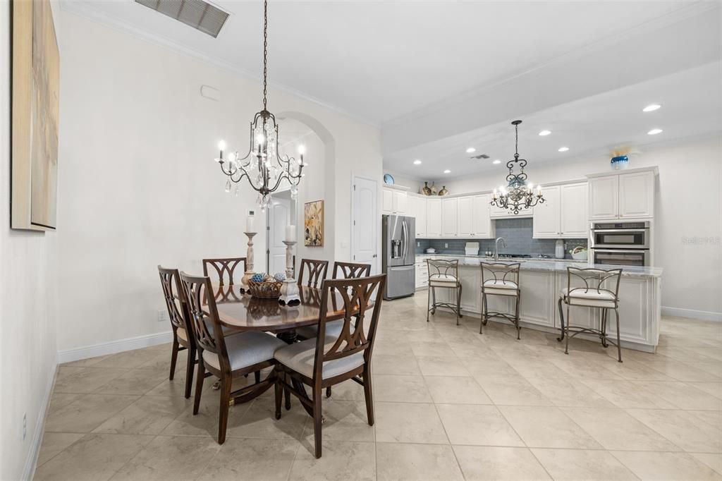 Dining area with 12' Coffered Ceiling