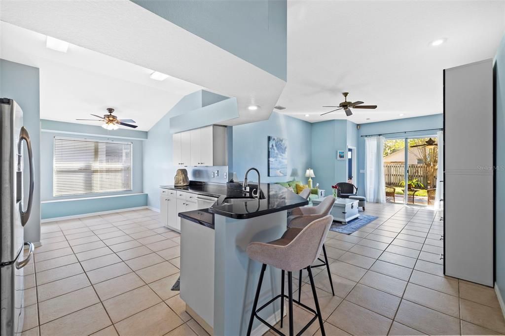 Kitchen with view into family rooom