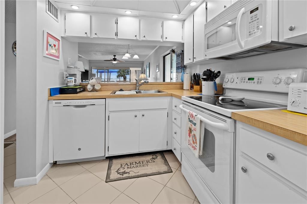 Kitchen through to living area.