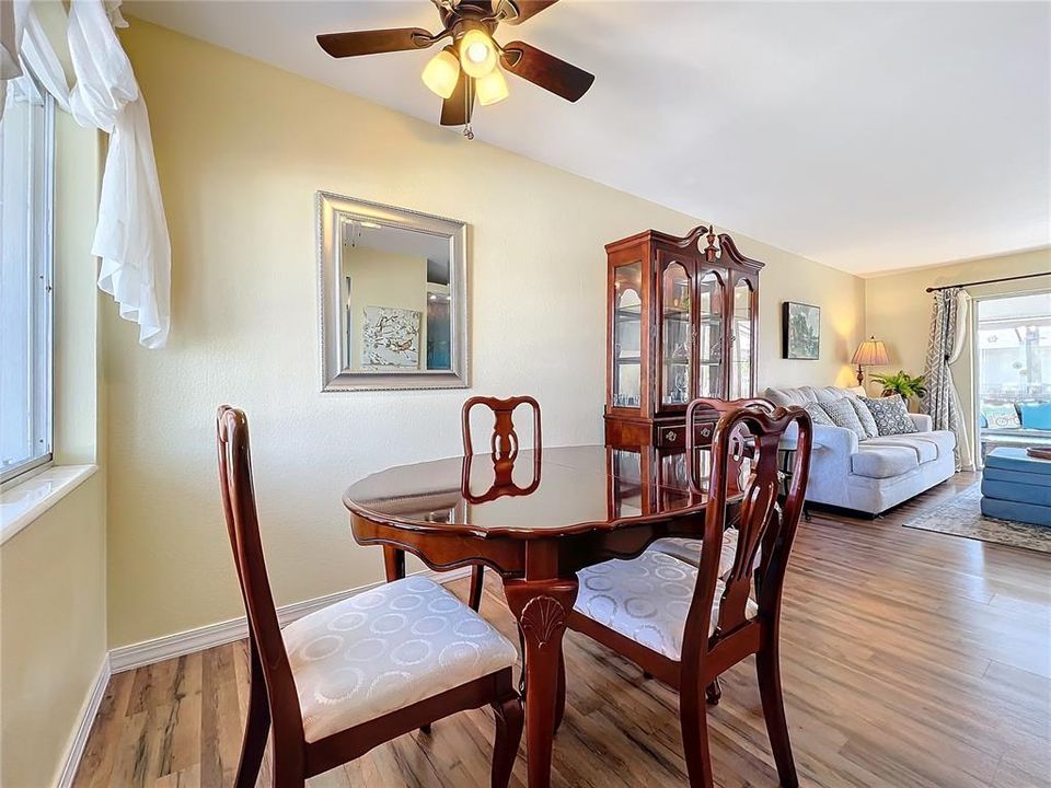 Another view of the dining room and great room.