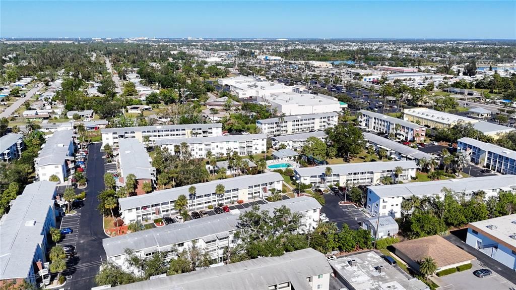 Aerial of Bayshore Condos.