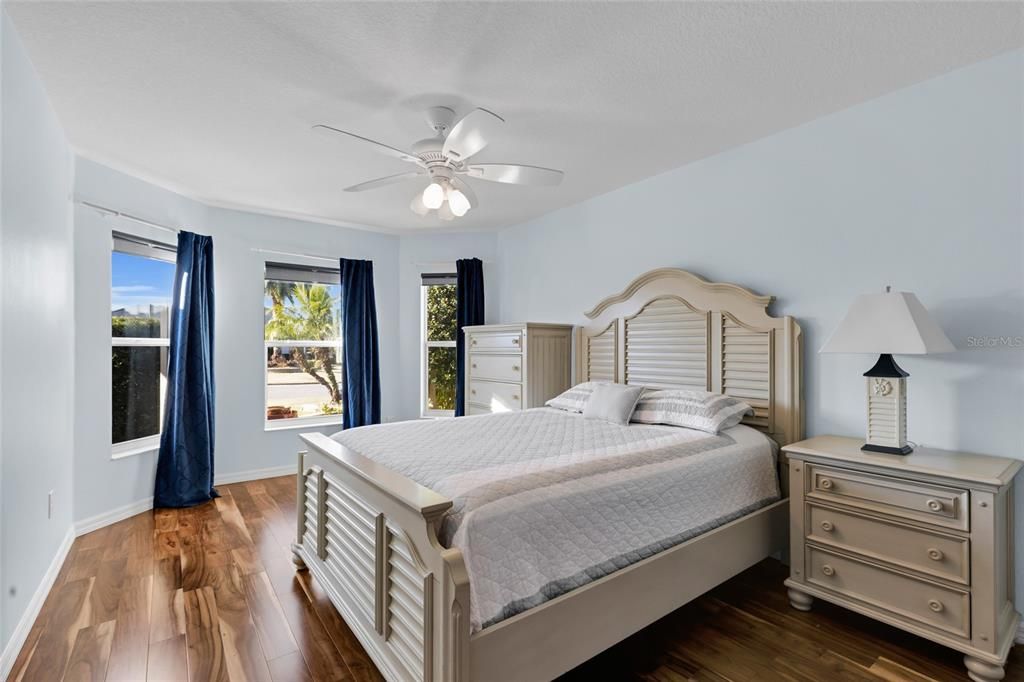 Expanded front guest bedroom with bat window