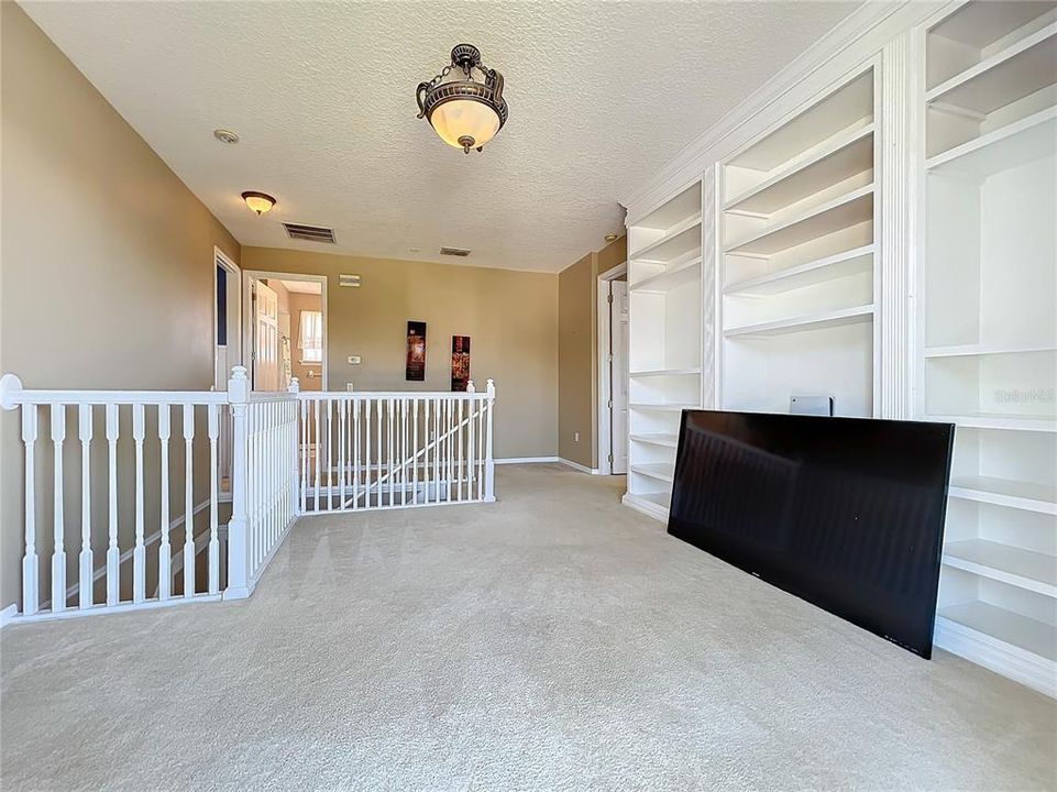 Family room with built-ins