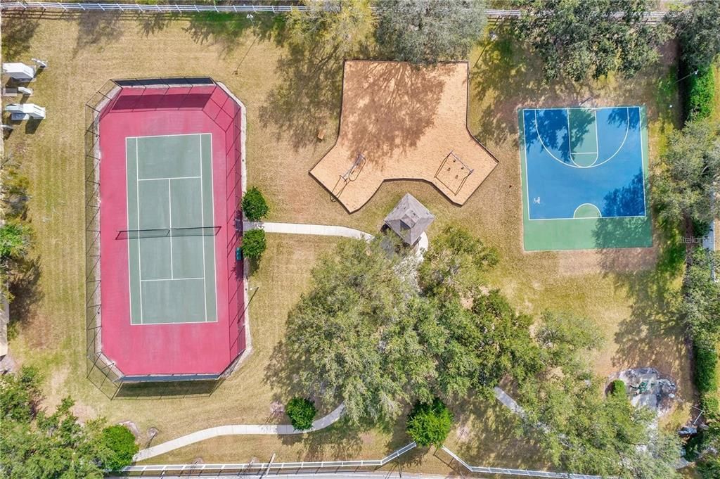 Community Tennis Court, playground, basketball court