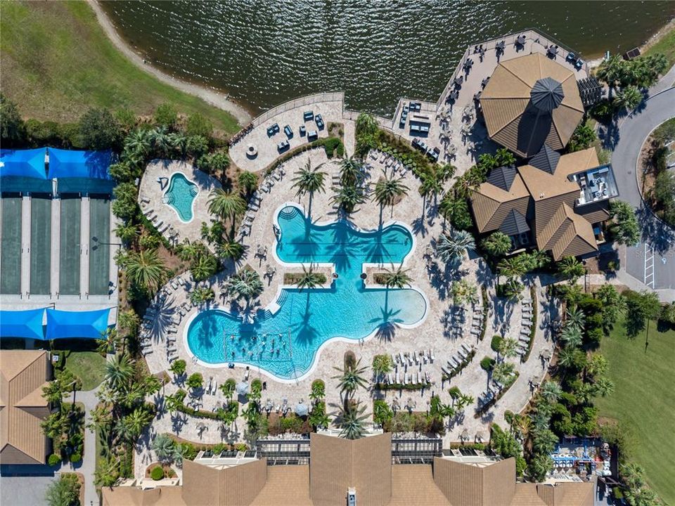 Aerial of Del Webb's amenities center and club house.