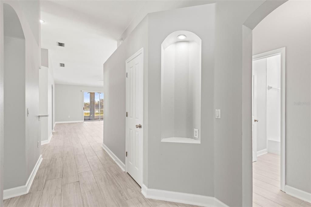 Foyer with view living/dining combo