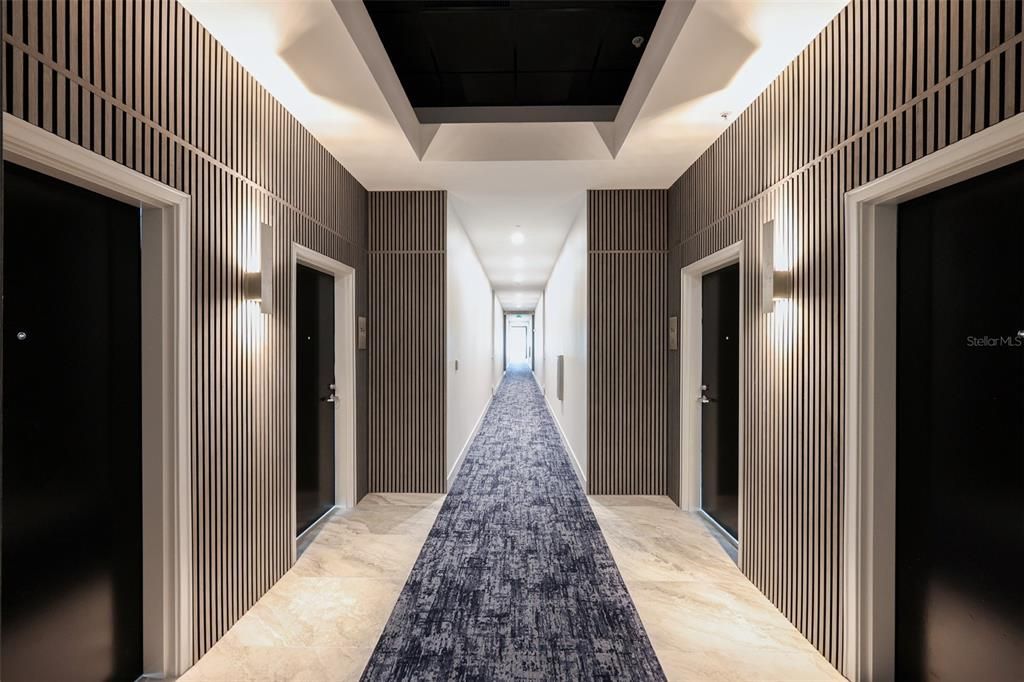 Fully remodeled hallway with keyless entry units