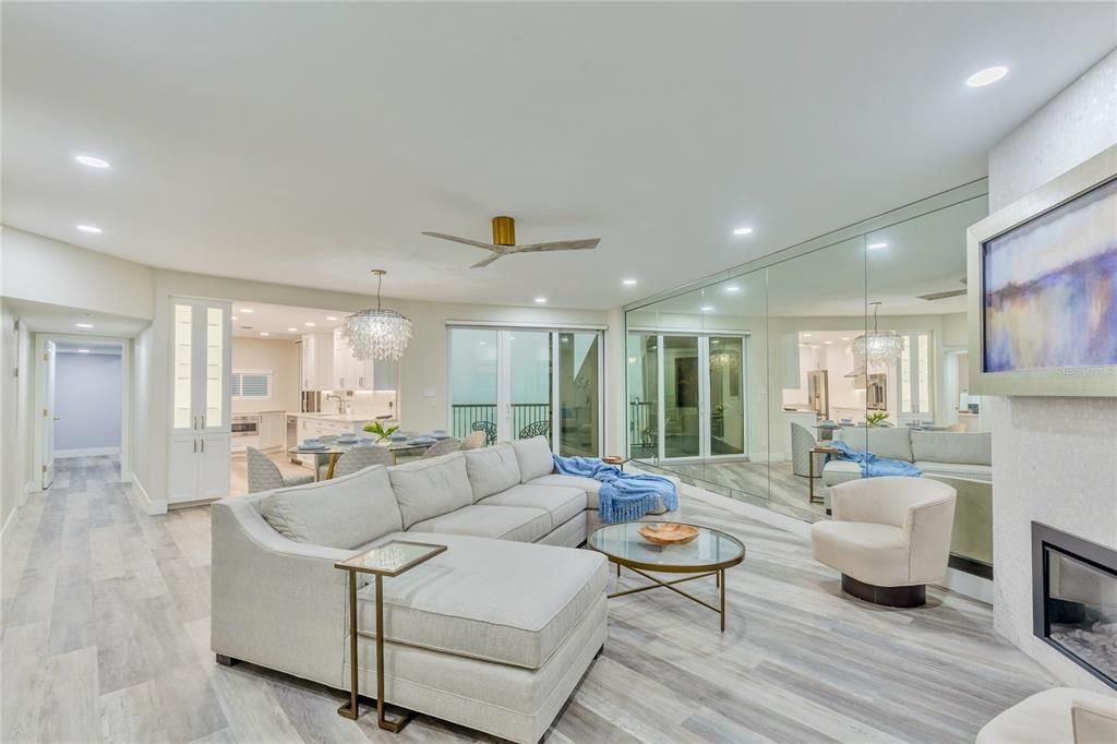 A view of the living area from the entry hall.