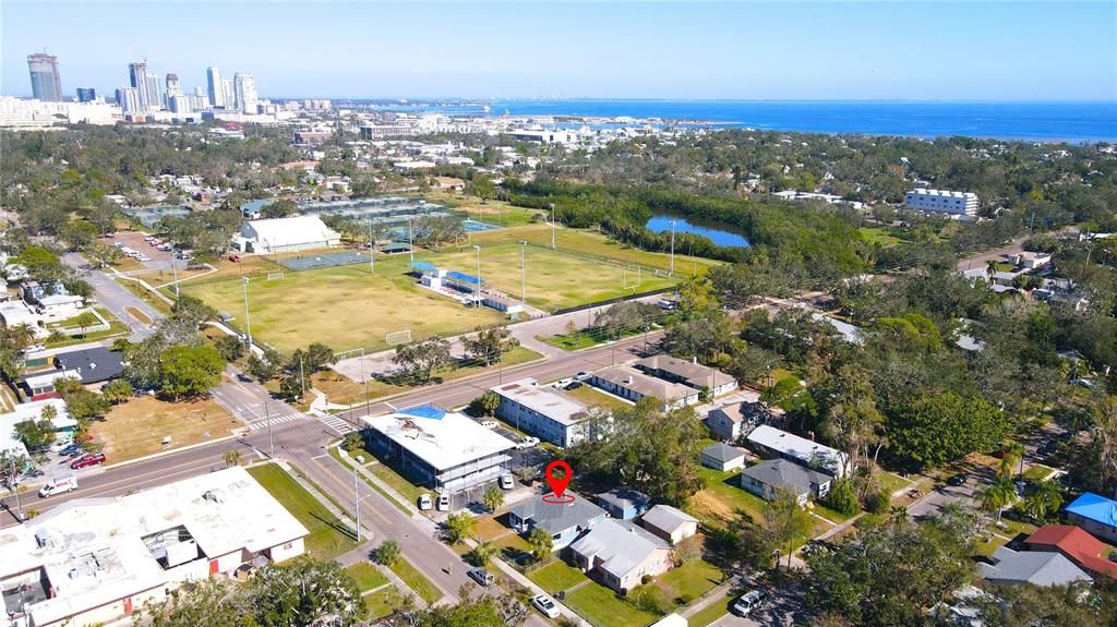 Overlooking downtown St Petersburg and Tampa Bay.