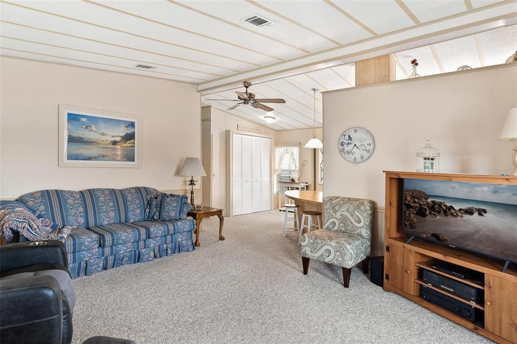 Living Room with view into kitchen area