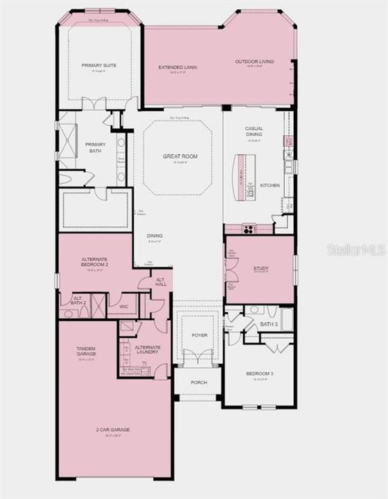 Structural options added include: Study, bay window at primary suite, covered outdoor living with extended lanai,  tandem garage, and gourmet kitchen.