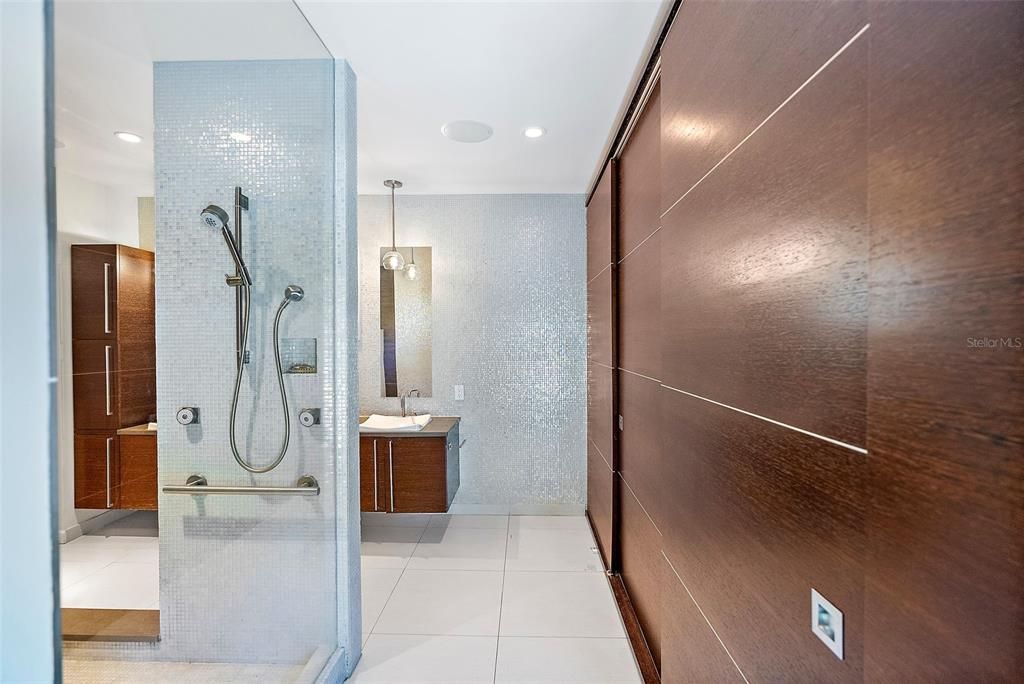 Huge walk-in shower in primary bathroom