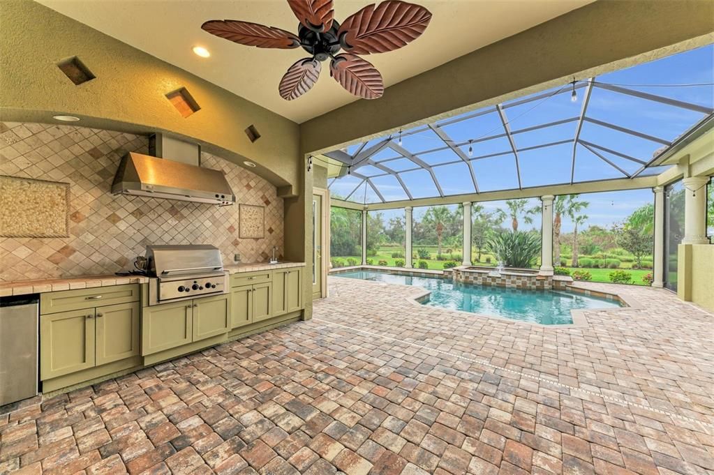 Twilight Pool and Fireplace View