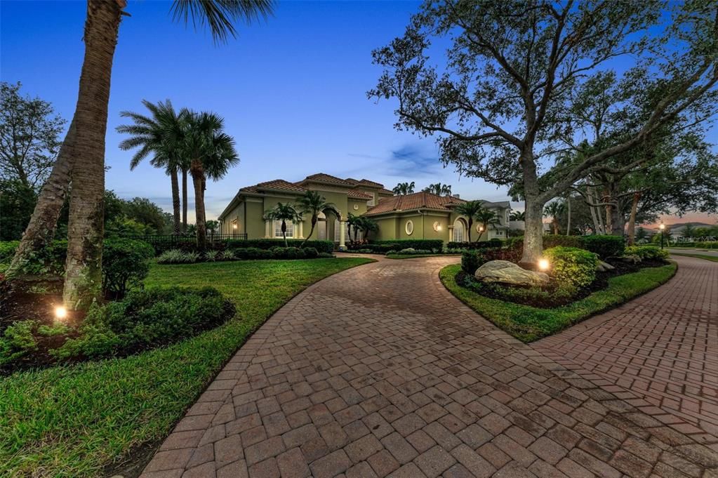 Front View Twilight Driveway