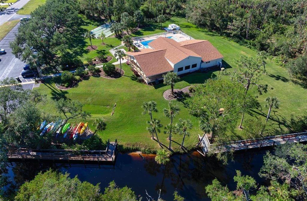 Aerial of community pool, clubhouse